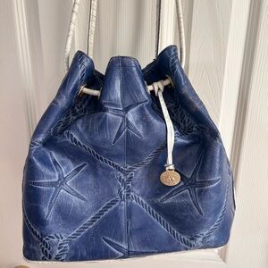VINTAGE Brahmin Navy Starfish Embossed Shoulder Bag